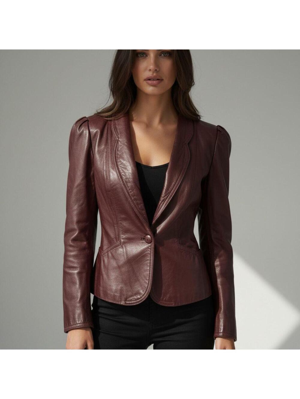 Vintage Oxblood red genuine leather jacket with cap long sleeve jacket